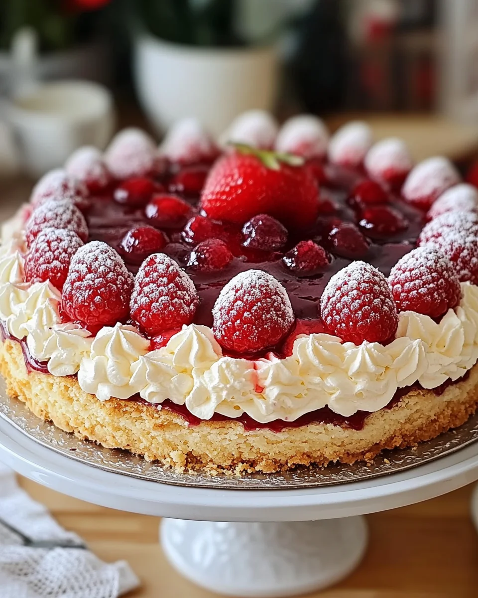 Erdbeer-Rhabarber-Baisertorte