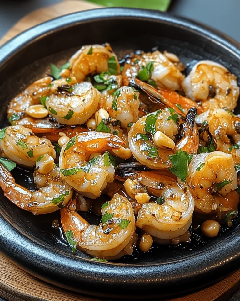 Gebratene Garnelen mit Knoblauch aus der Pfanne