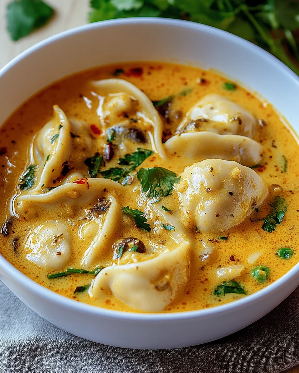Kokosnuss-Curry-Suppe mit Knödeln
