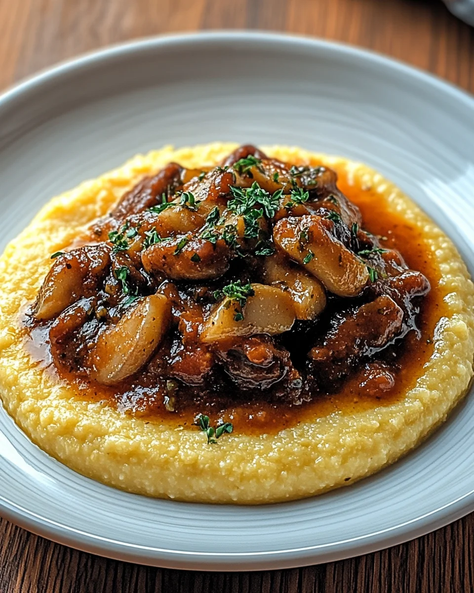 Pilzragout auf Parmesan-Polenta