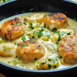 Putenmedaillons in Lauch-Sahne-Sauce