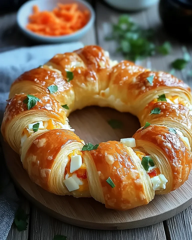 Rührei Ring aus Croissant Teig mit viel Käse