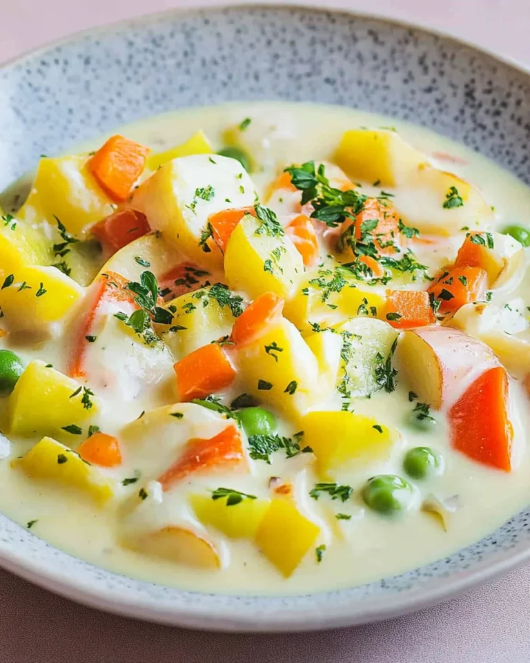 Eierfrikassee mit Kartoffeln und Gemüse