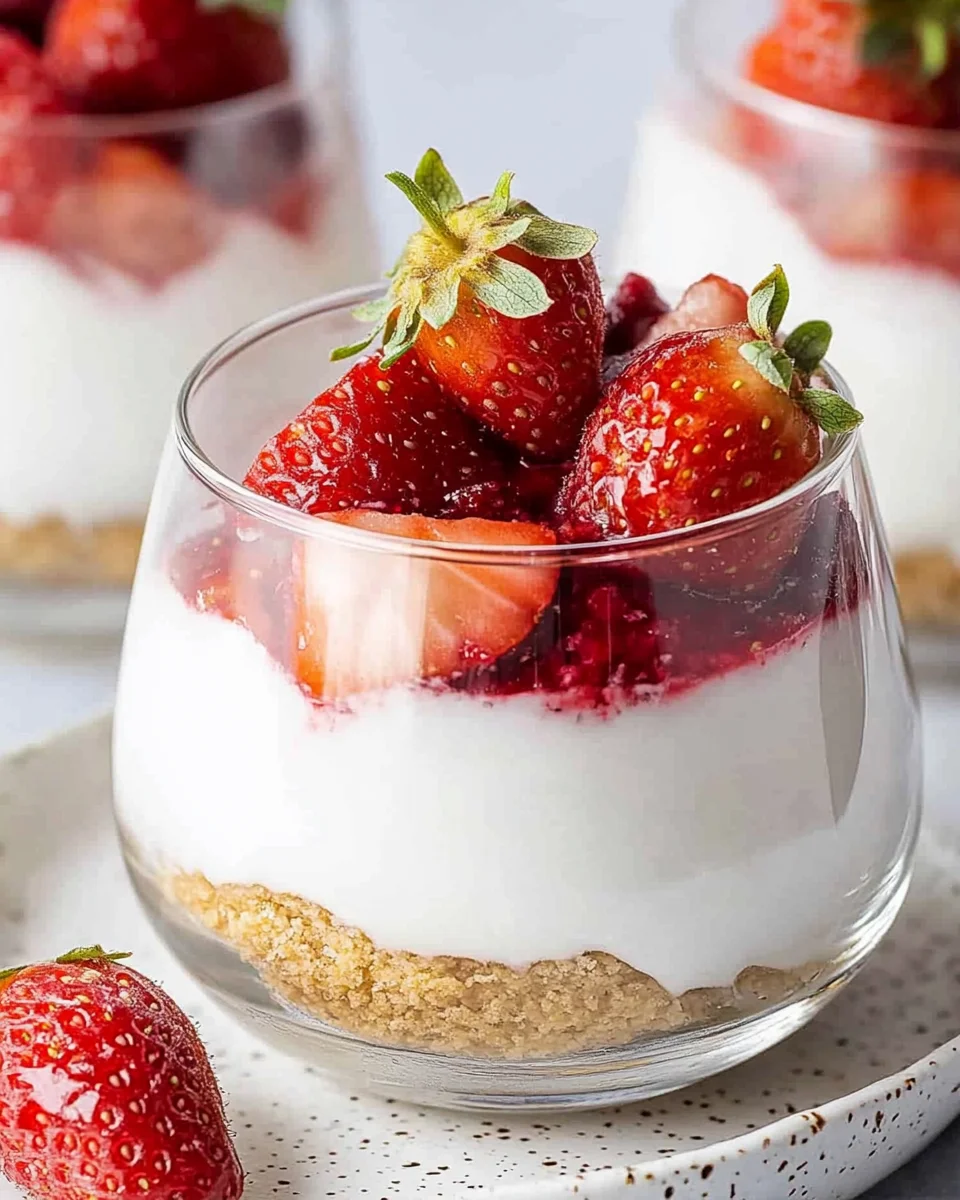 Erdbeer-Dessert im Glas mit Joghurt
