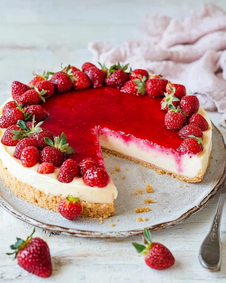 Erdbeerkuchen mit Vanillepudding ohne Backen - ganz einfach