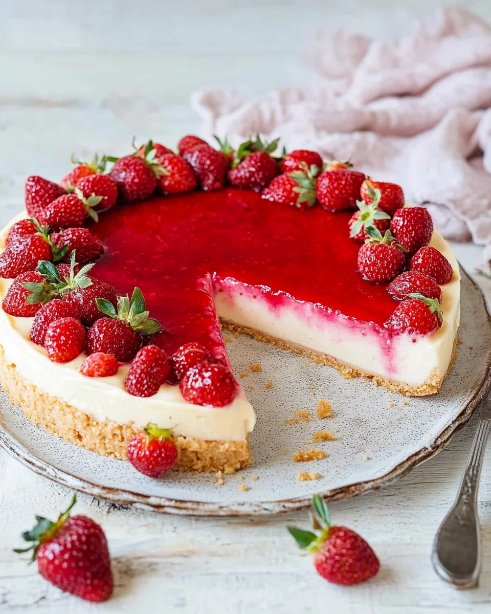 Erdbeerkuchen mit Vanillepudding ohne Backen - ganz einfach