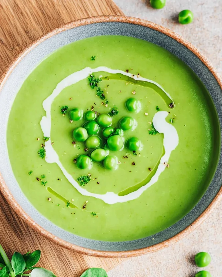 Feine Erbsensuppe mit gefrorenen Erbsen
