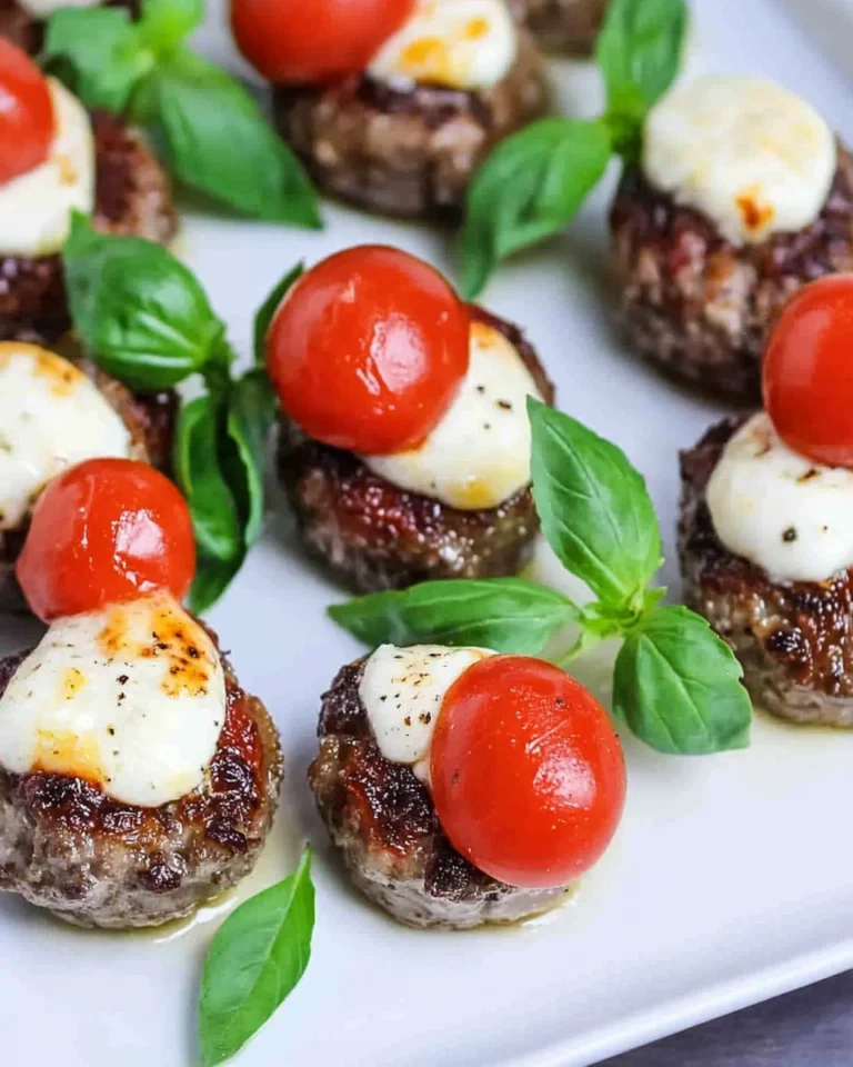 Hackbällchen Caprese - Spieße mit Mozzarella & Tomate