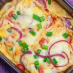 Hähnchen-Auflauf mit Paprika und Schmand-Soße