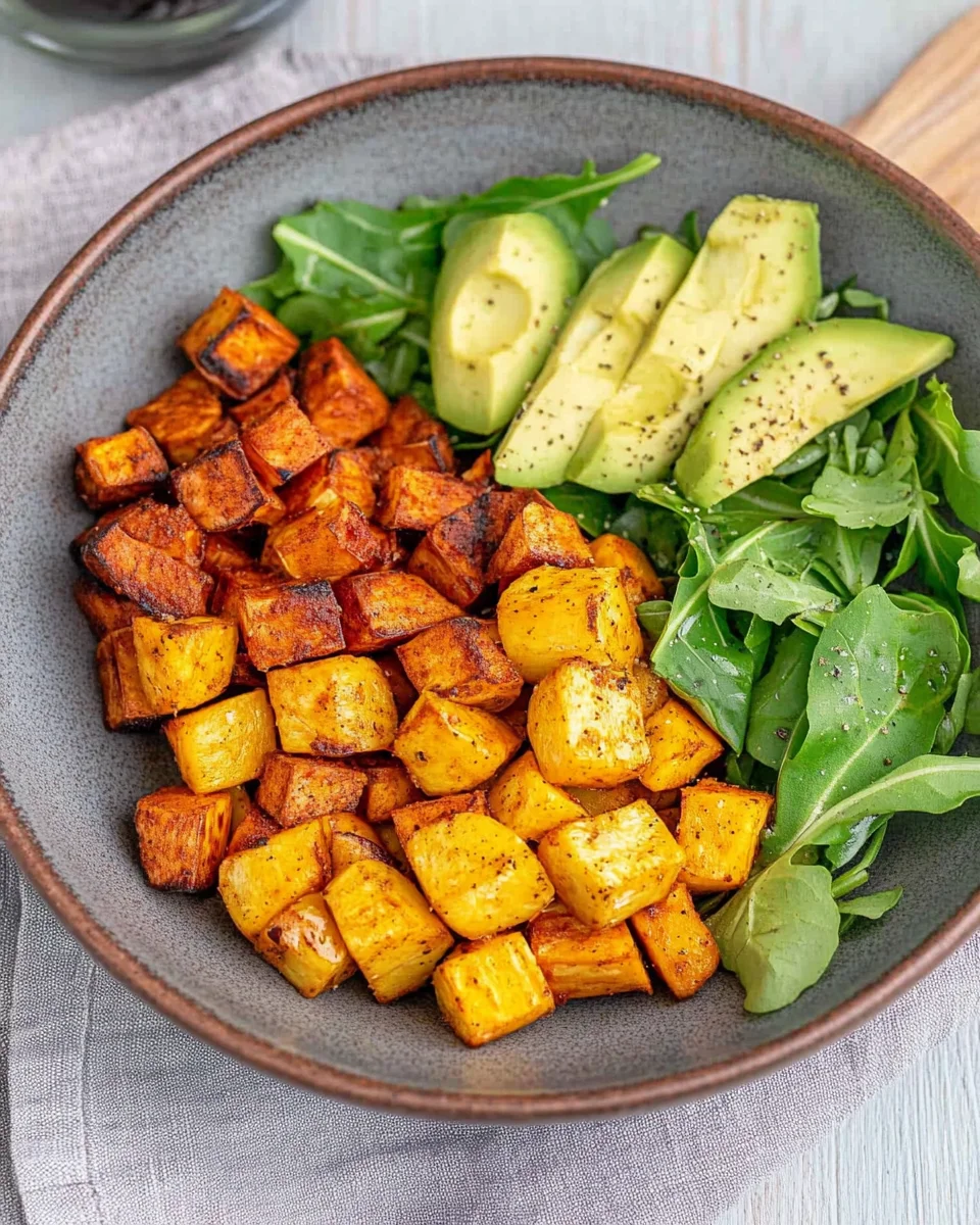 Knusprige Ofenkartoffeln mit Salat (einfaches Bowl Rezept)