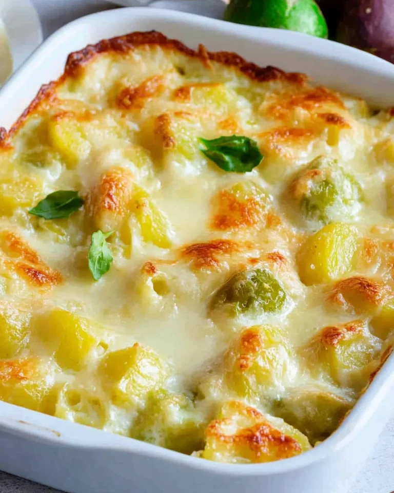 Rosenkohlauflauf - mit Kartoffeln & Käse