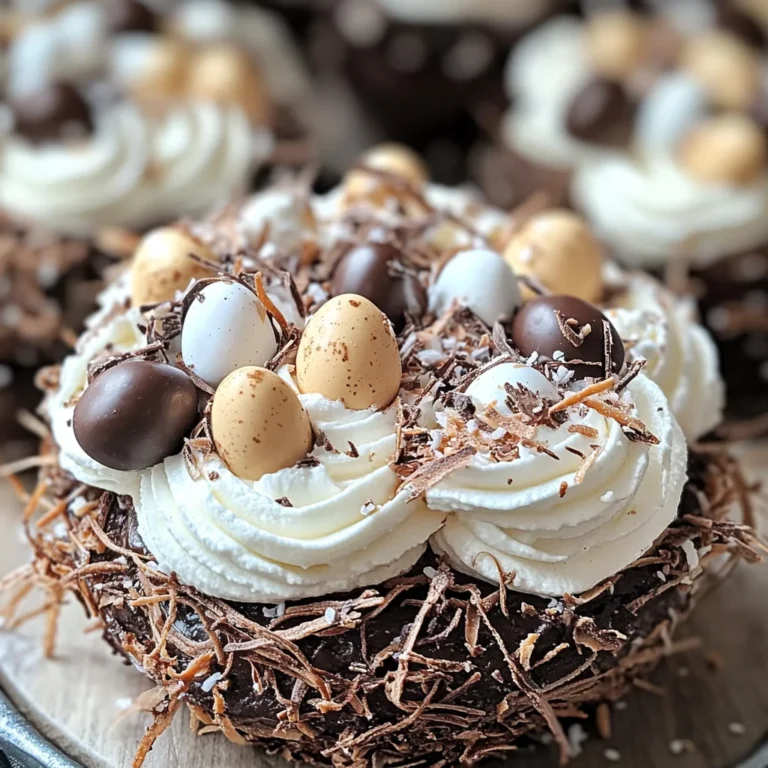 Baiser-Nester mit Schokocreme