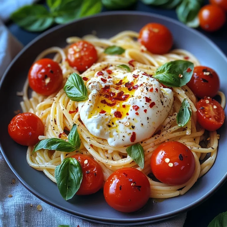 Burrata-Pasta mit Tomaten, einfaches Rezept