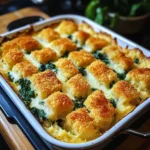 Fischstäbchen-Auflauf mit Kartoffeln und Spinat