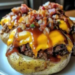 Loaded Bbq Turkey Bacon Cheeseburger Potato Volcanos