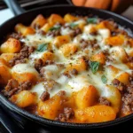 Saftiger Kürbis-Gnocchi-Auflauf mit Hackfleisch und Mozzarella