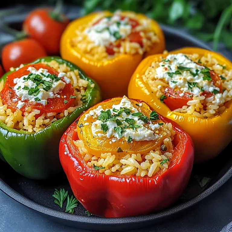 Vegetarisch gefüllte Paprika mit Reis und Feta