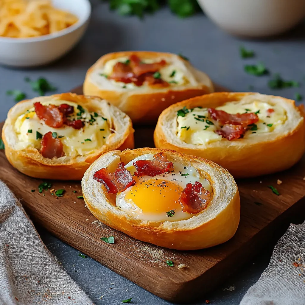 Gefüllte Frühstücksbrötchen mit Ei, Turkey Turkey Bacon und Käse