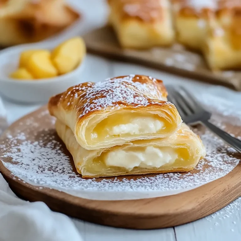 Süße Blätterteig-Teilchen mit Vanillepudding